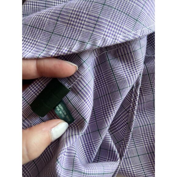 Lauren Ralph Lauren Men Classic Fit Non-Iron Button Up Plaid Shirt 16 34/35 Plum - Picture 13 of 16